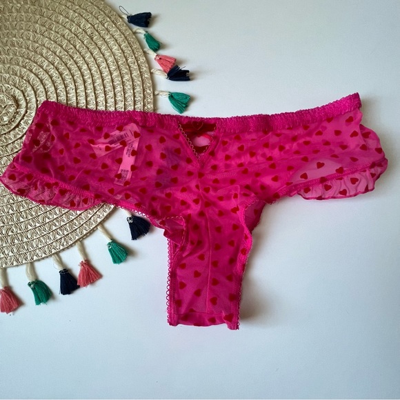 Victoria's Secret Tease Cheeky Panty Pink with Hearts Large NEW - Picture 7 of 8